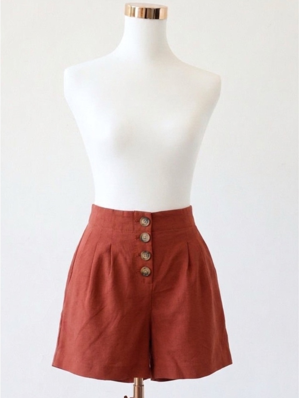 Women's Orange Button-Front Shorts